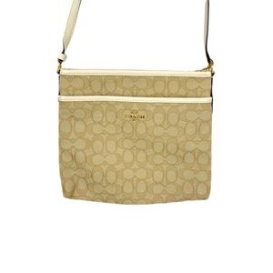 Coach Chalk & Khaki Signature Jacquard File Crossbody
